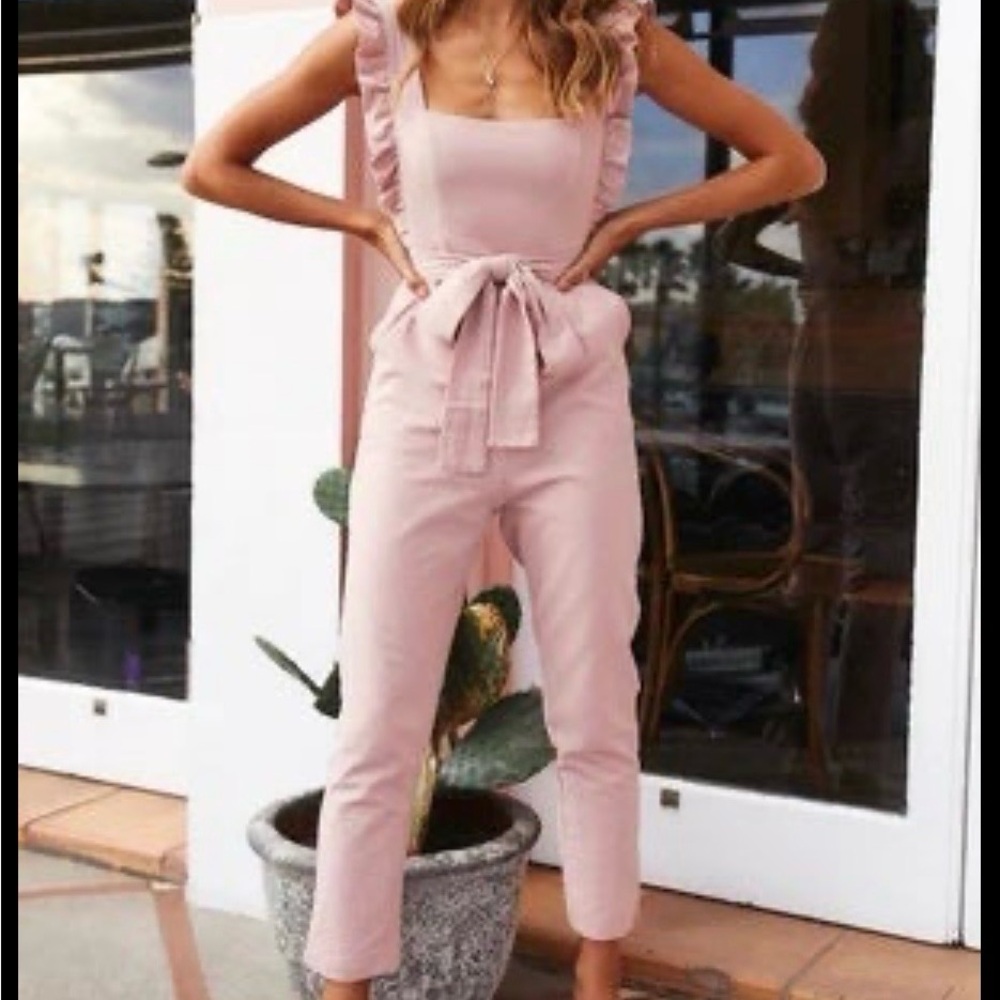 Hello Molly Blush Ruffle Jumpsuit